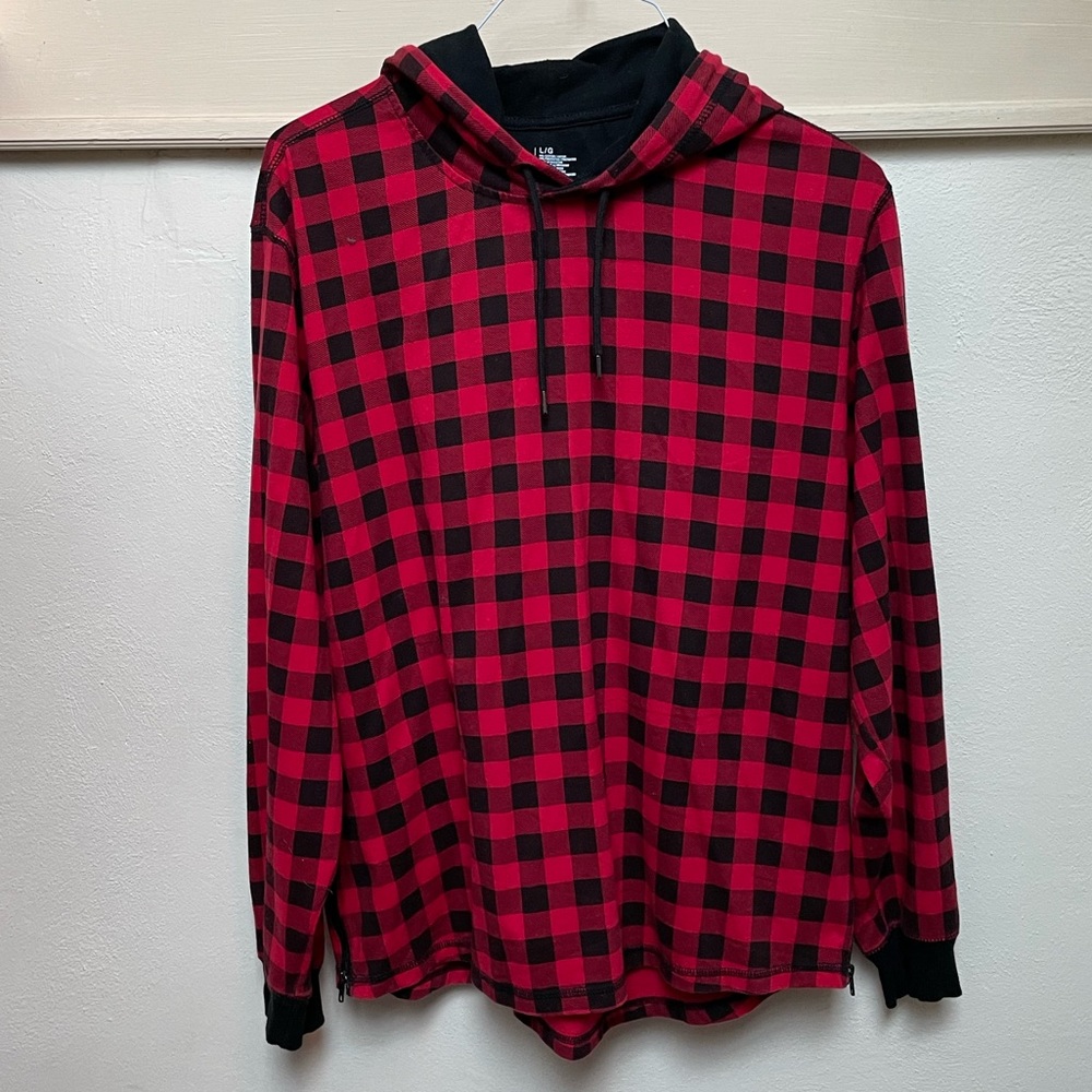 Checkered hoodie with zip sides
